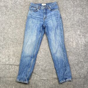 MNG Women Jeans 2 Acid High Rise Distressed Straight Leg Mom Denim